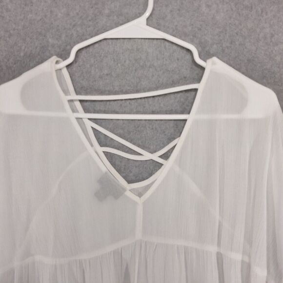 NWT a.n.a. A New Approach Blouse Wmn Size XS Boho White Floral Flowy Top Peasant - Picture 8 of 10